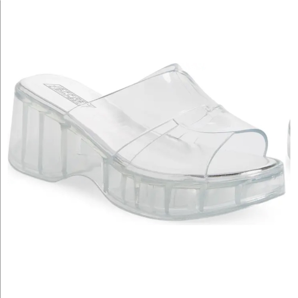 Jeffrey Campbell Jelli clear faux leather platform sandals